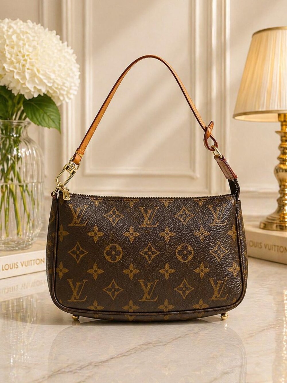 Authentic Louis Vuitton Pochette Accessoires Monogram Canvas Shoulder Bag